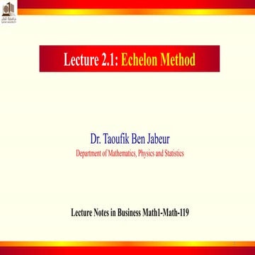 Lecture 2.1 Echelon method