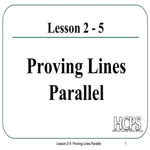 Proving Lines Parallel