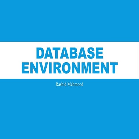 Lecture 2 - Database Environment and works