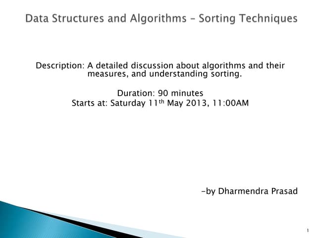 Lecture 2 data structures & algorithms - sorting techniques | PPT
