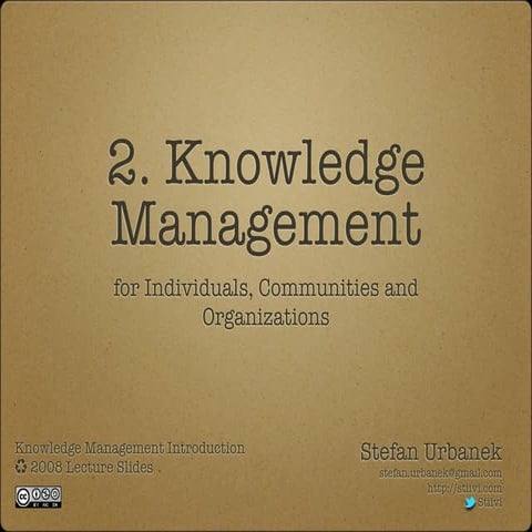 Knowledge Management Lecture 2: Individuals, communities and organizations