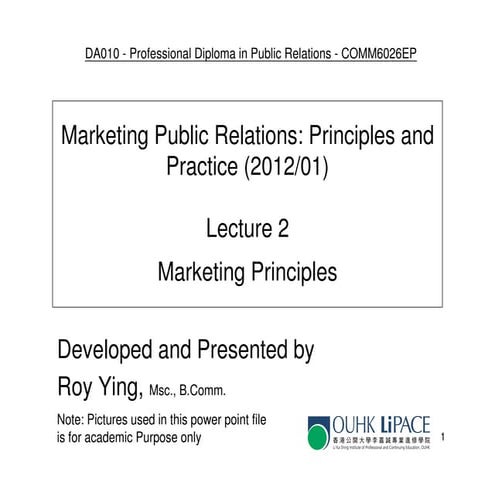 COMM6026 Lecture 2 - marketing principles