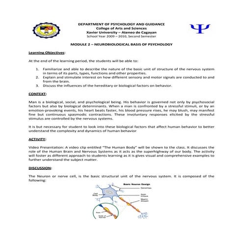 Lecture 2   neuro biological basis of psychology