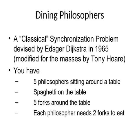 Dining Philosopher Problem and Solution | PPTX