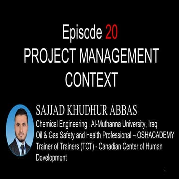 Episode 20 :PROJECT MANAGEMENT CONTEXT