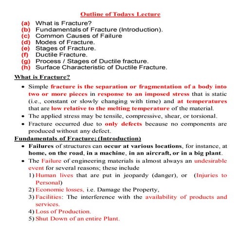 Fracture Mechanics & Failure Analysis Lecture 1