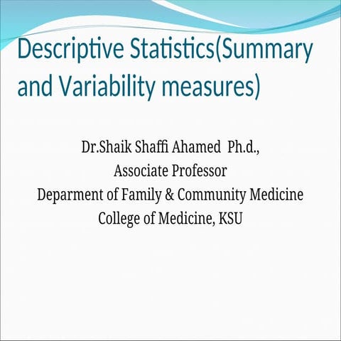 Lecture 29-Description Data I (Summary measures and central tendency).ppt