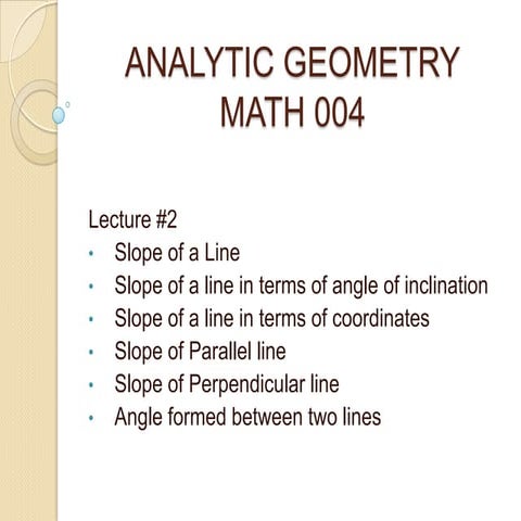 Lecture #2 analytic geometry