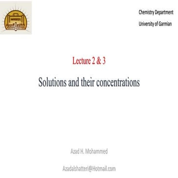 solutions and their concentrations in Analytical chemistry by Azad Alshatteri