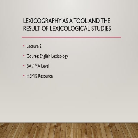 Lexicography | PPT