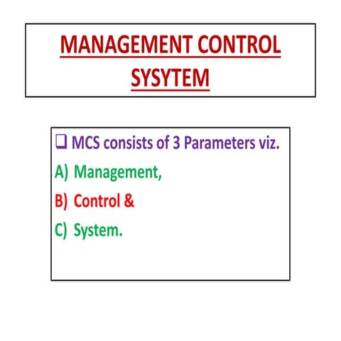 Management Control System Characteristics