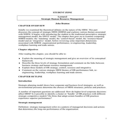 Lecture  2 strategic human resource management - Farooq Omar