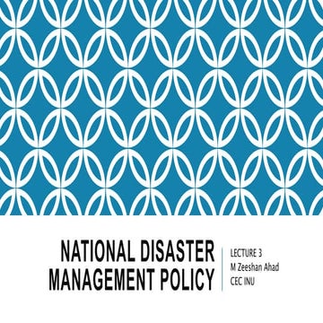 National Disaster management Policy