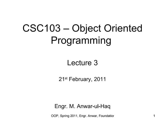 oop Lecture 3
