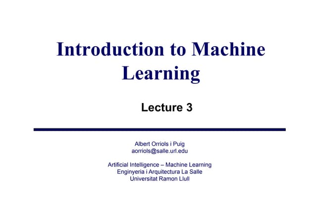 Lecture3 - Machine Learning