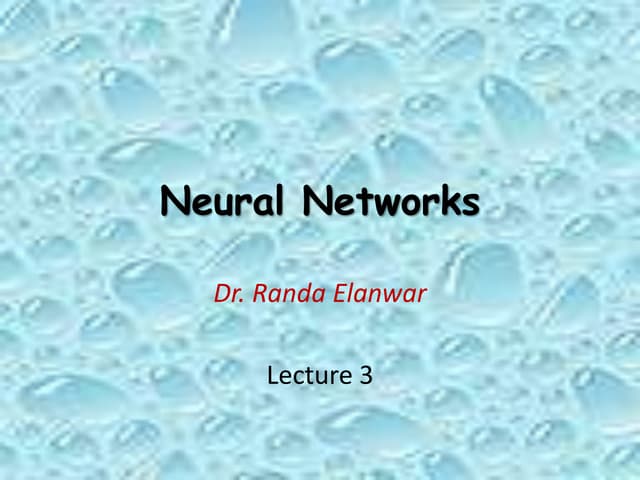 Introduction to Neural networks (under graduate course) Lecture 3 of 9