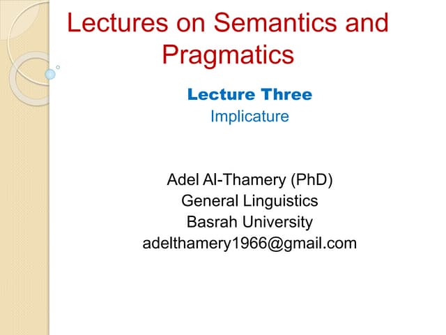 Lecture  3 implicature