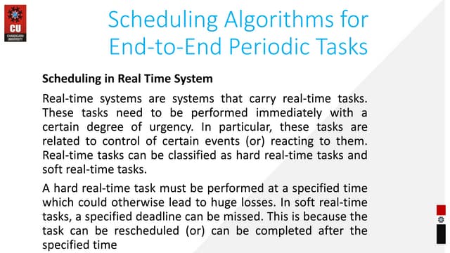 Scheduling algorithm in real time system