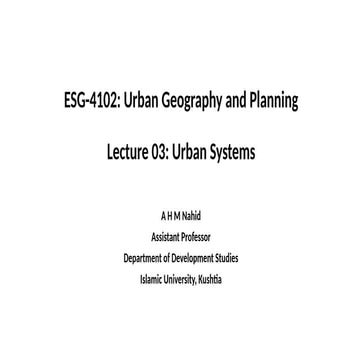 Lecture 3 urban planning is an important