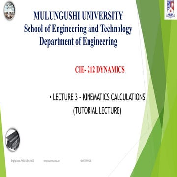 Kinematics Calculations Tutorial for Engineering Dynamics Students | PDF