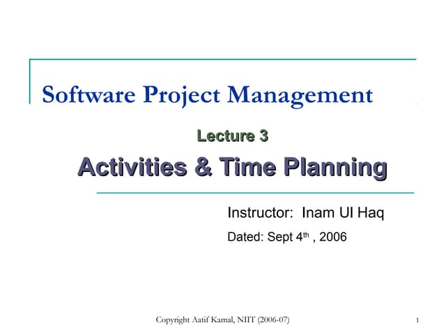  Activites and Time Planning