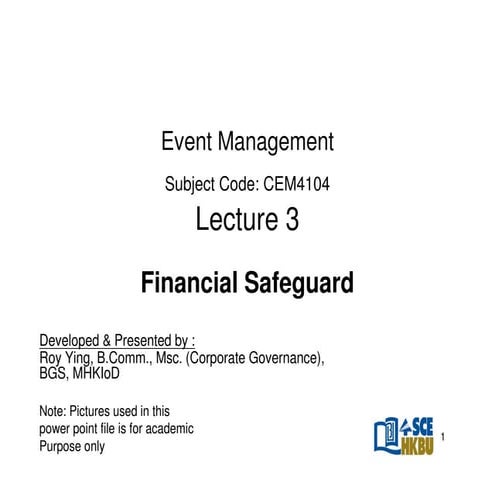 Lecture 3   financial safeguard