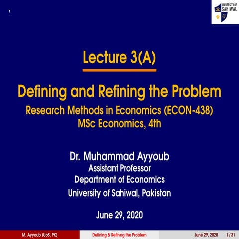 Defining and Refining the 'Research Problem'