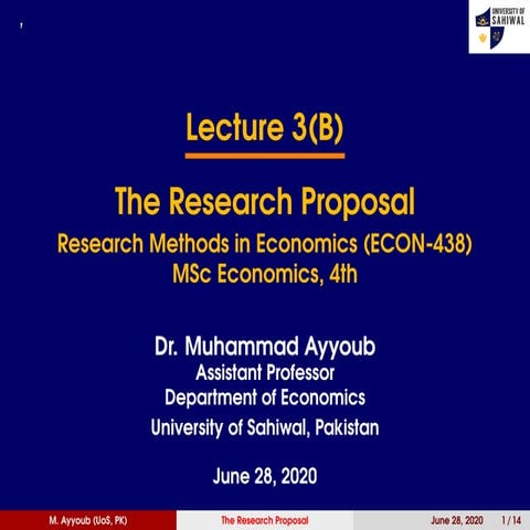 The Development of Research Proposal in Economics 