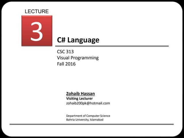 Lecture 3 __c_sharp