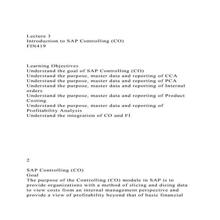 Lecture 3Introduction to SAP Controlling (CO)FIN419 .docx