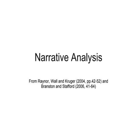 Lecture 3 - Narrative Analysis