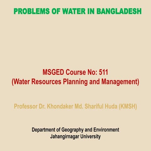 Water Crisis in Bangladesh: Challenges and Realities
