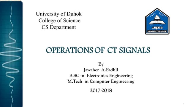 Lecture3: Operations of Ct signals