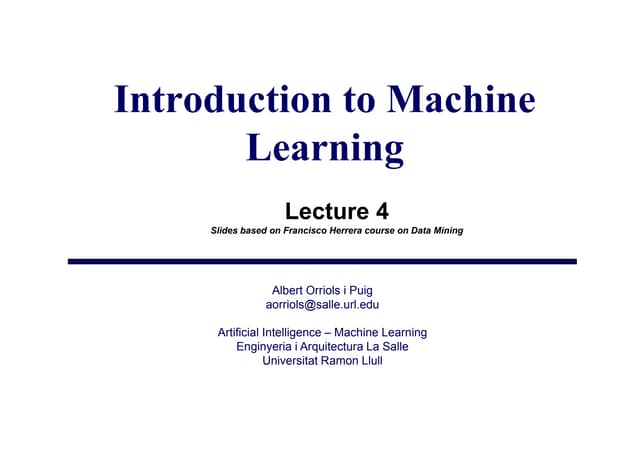 Lecture4 - Machine Learning