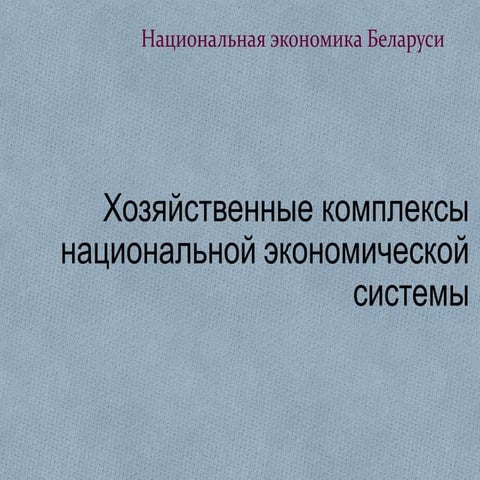 Хозяйственные комплексы национальной экономической системы