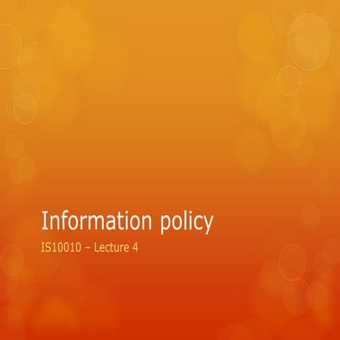 Introduction to Information Policy