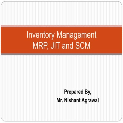 Inventory Management  , MRP, JIT and SCM