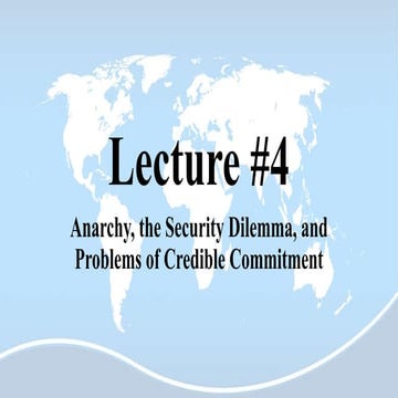 Anarchy and the Security Dilemma Basic Concepts of International ...
