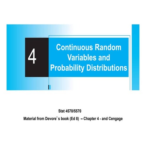 Continuous random variables and probability distribution