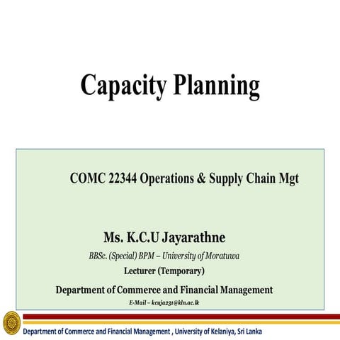 Capacity planning Lecture notes to share