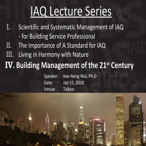 Lecture 4  Buildings Management for the 21st Century