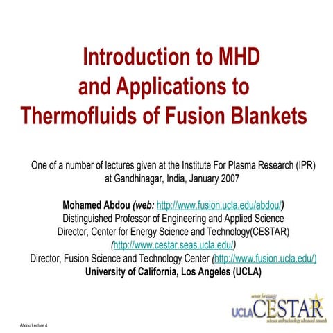 Lecture4-MHDandThermofluids-1-3-07_2.ppt