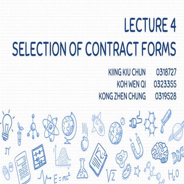 Lecture 4 - selection of contract forms