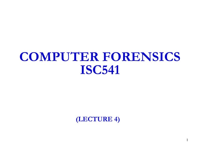 Lecture 4,5, 6 comp forensics 19 9-2018 basic security