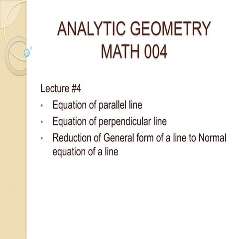 Lecture #4 analytic geometry