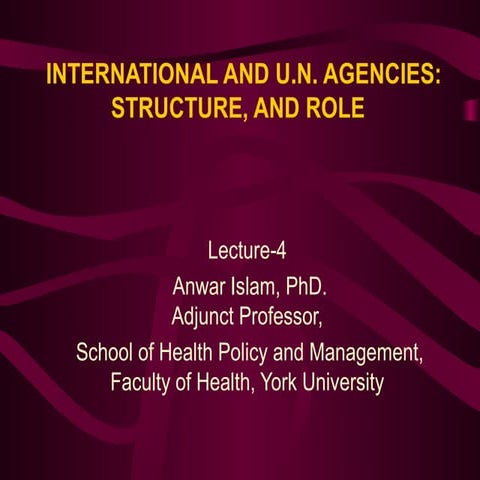 Lecture 4  international un agencies and health