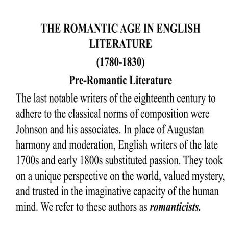 lecture 4: Romantic age in English Literature