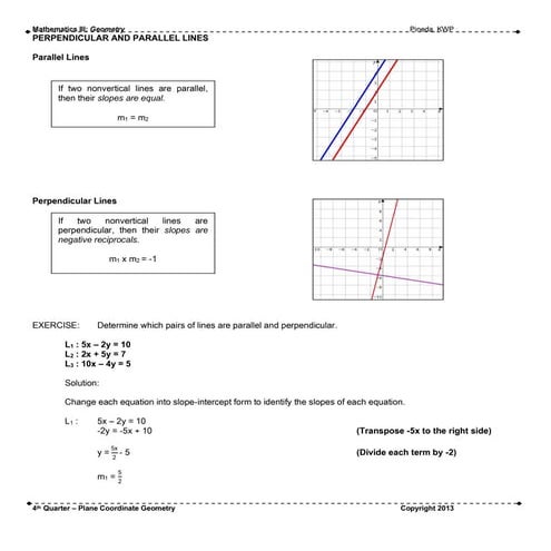 Lecture 4 th quarterperpendicular parallel lines