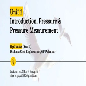 1. Pressure | Hydraulics | Fluid Mechanics | Civil Engineering | Diploma