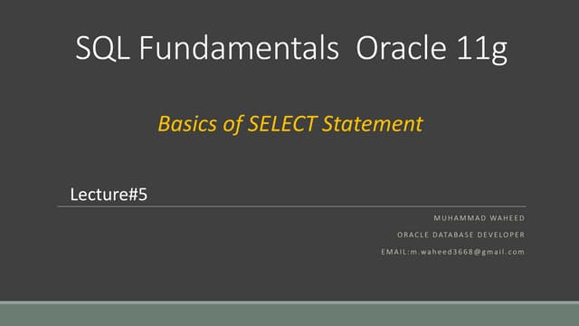 Basics of SELECT Statement - Oracle SQL 